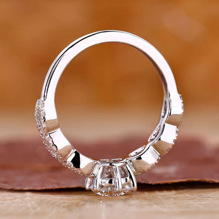 IGI certified diamond in a white gold engagement ring.