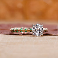 Knife edge shank Ring with a custom engagement ring design in two-tone metal.