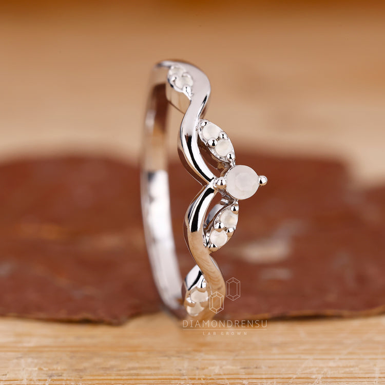 Handmade jewelry moonstone wedding band.