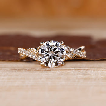 Nature Inspired Engagement Ring with round cut diamond ring.