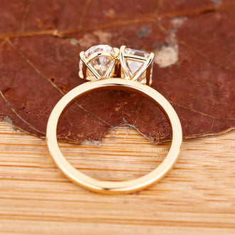 Handmade jewelry ring with Toi et Moi two stone engagement design.