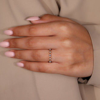 Buy wedding band made with sustainable lab grown diamonds.