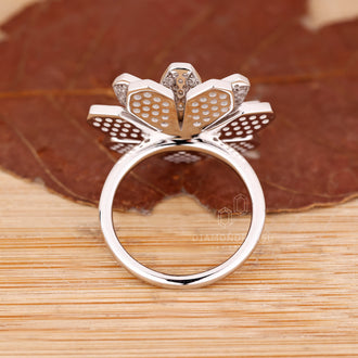 Lab Grown Diamond cluster engagement ring with vintage round diamonds.