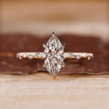 Marquise Cut Diamond Engagement Ring with handmade ring design.
