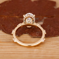 Oval Diamond ring with distance pave diamond ring