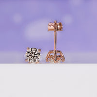 Stunning round earrings studs in a sophisticated rose gold finish.