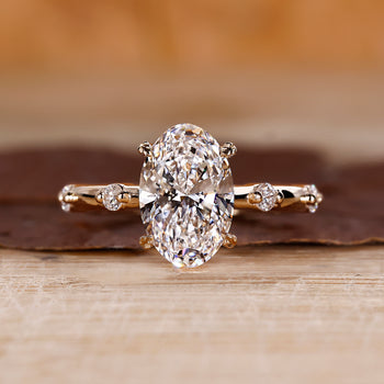 Oval Diamond Engagement Ring with cathedral setting ring
