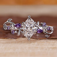 Nature inspired ring with dutch marquise and twisted shank handmade.