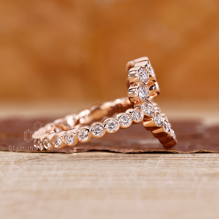 Lab Grown Diamond heart shaped ring in rose gold.