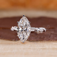 Handmade marquise cut diamond ring for her.