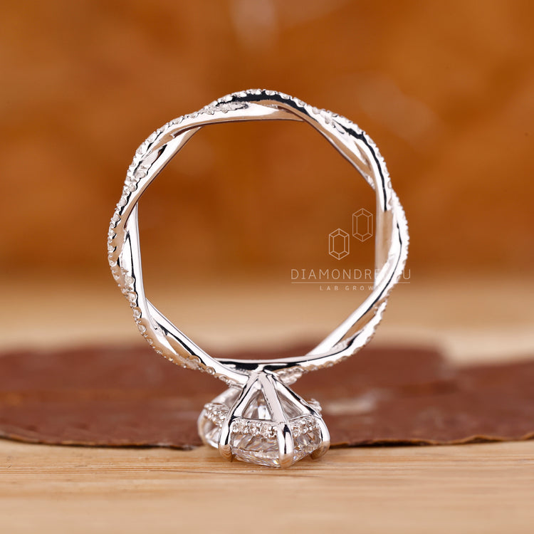 IGI certified diamond ring in hidden halo style.