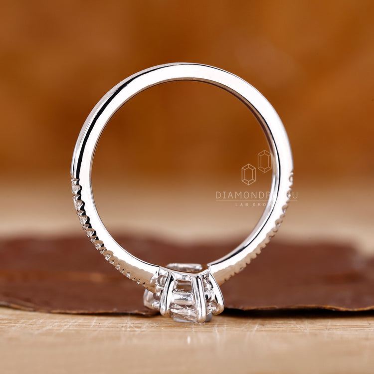 Buy diamond ring with IGI certified lab grown stones and pave setting.