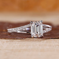 White gold engagement ring with pave setting.