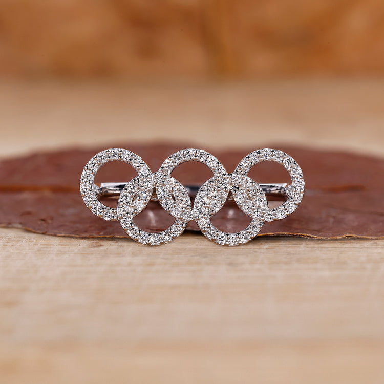 Diamond Olympic ring designed in a bold circle shape.