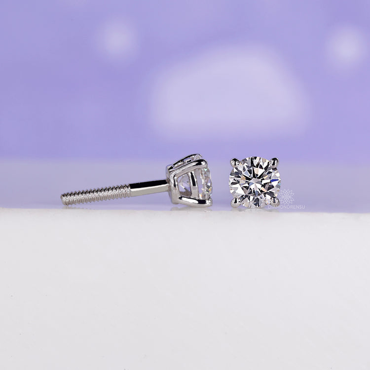 White Gold Earring 0.50 TCW - Round Cut Diamonds