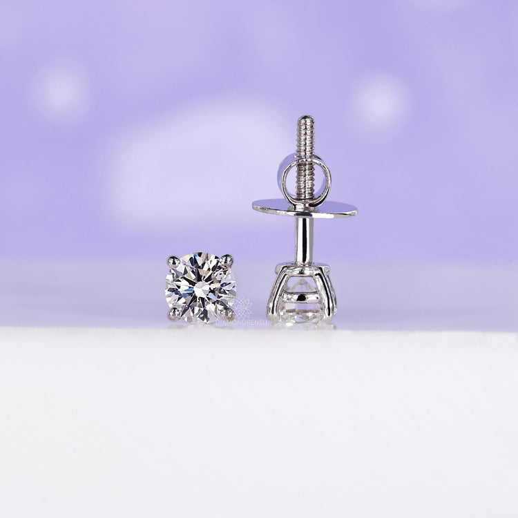 White Gold Earring 0.50 TCW - Round Cut Diamonds