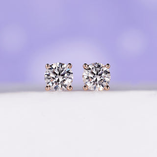 Rose Gold Stud Earrings 0.50 TCW in Round Cut