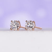 Rose Gold Stud Earrings 0.50 TCW in Round Cut