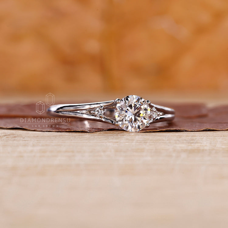 Diamondrensu engagement ring white gold engagement ring four prong setting.