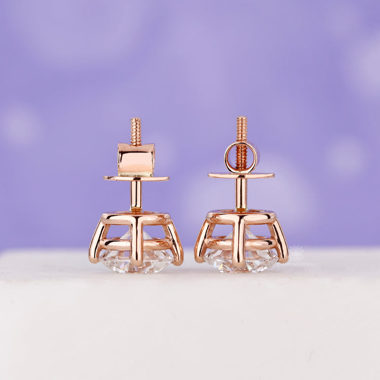 Diamond Stud Earrings 2.50 TCW - Rose Gold