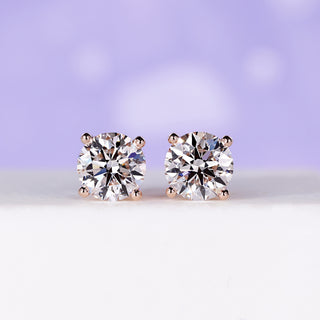 Diamond Stud Earrings 2.50 TCW - Rose Gold