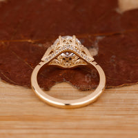 6 claw prong diamond ring with handmade setting.