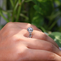 Marquise cut diamond ring set in timeless band.