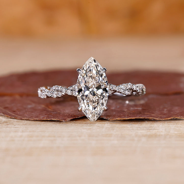 Marquise Diamond Engagement Ring with a sleek handcrafted design.