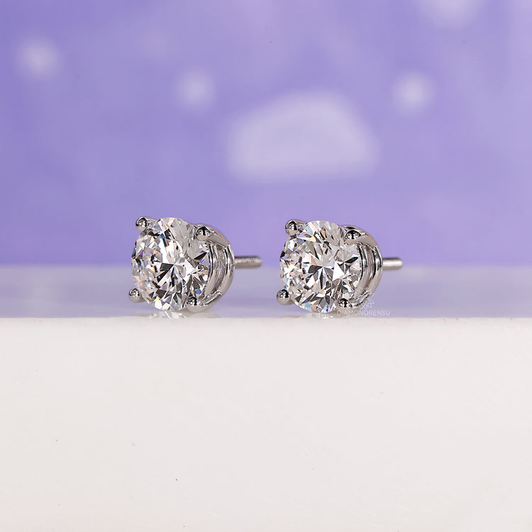 Push back earrings in white gold diamond earrings style for timeless charm.