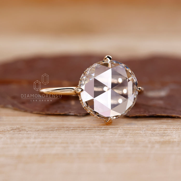 Simple solitaire rose cut diamond ring