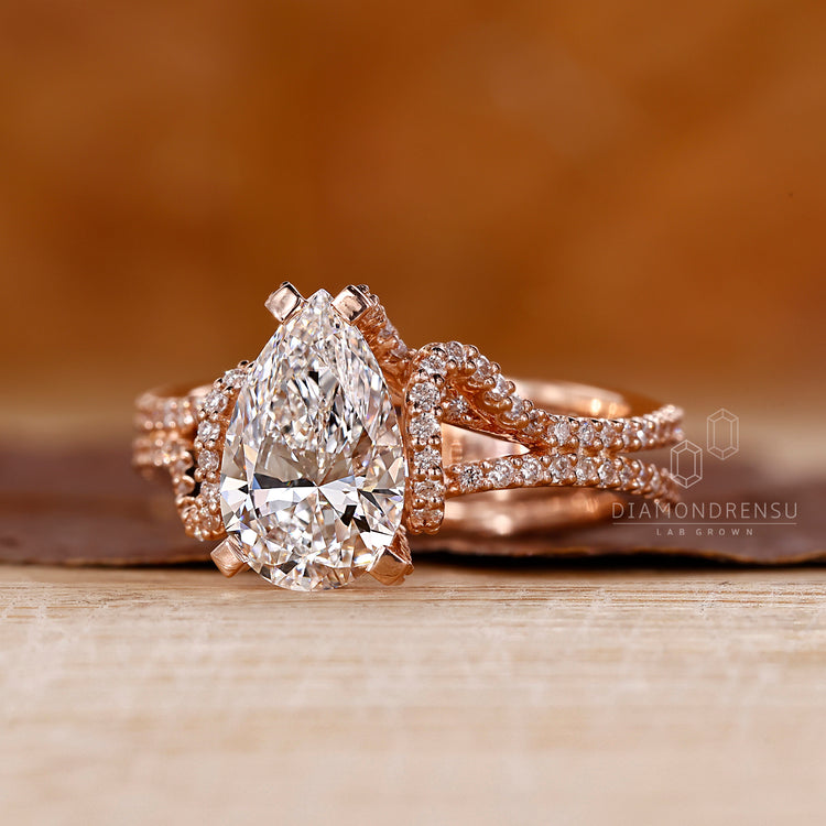 Rose gold engagement ring with custom engagement ring.