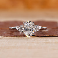 Oval Diamond Engagement Ring with a unique design in white gold.