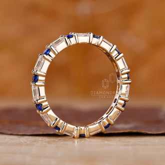 Handmade sapphire and diamond wedding band.
