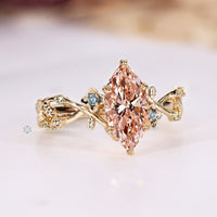 Marquise lab grown diamond ring with twisted shank design.