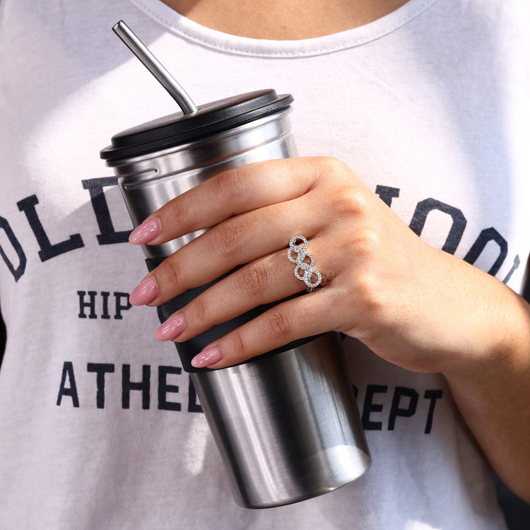 White gold engagement ring with a clean, modern look.