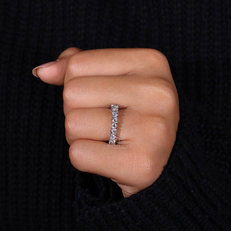 Heart Diamond Wedding Band designed with beautiful heart-shaped diamonds.