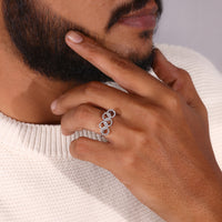 Circle shaped ring with round lab-grown diamonds.