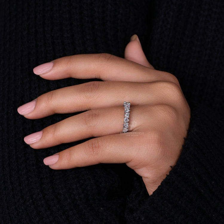 Claw Prong Setting Wedding Band offering secure diamond placement.