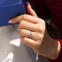 IGI certified round diamond ring with lab grown diamond.