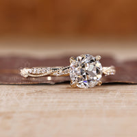 Handmade Vintage Diamond Ring with round cut pave band design.