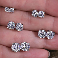 Close-up of round lab grown diamond studs earrings