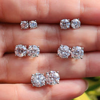 Round Cut Moissanite Stud Earrings.