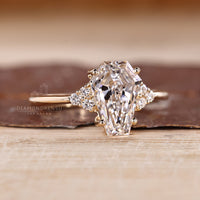 IGI certified coffin cut diamond ring with seven stone design.