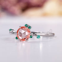 Diamondrensu round rose cut ring with lab grown diamond.