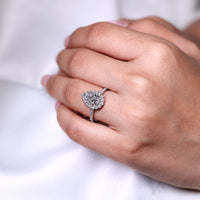 IGI certified pear cut engagement ring with lab grown diamond.