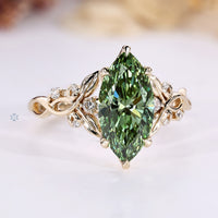 Engagement ring with a twisted shank with round stones.