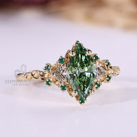 IGI certified engagement ring with marquise center stone and side accents.