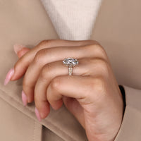 Vintage inspired Marquise Diamond Ring with milgrain details and pave design.