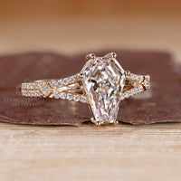 IGI certified coffin cut diamond ring with six prong setting.
