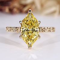 Art Deco diamond ring with yellow Dutch marquise.